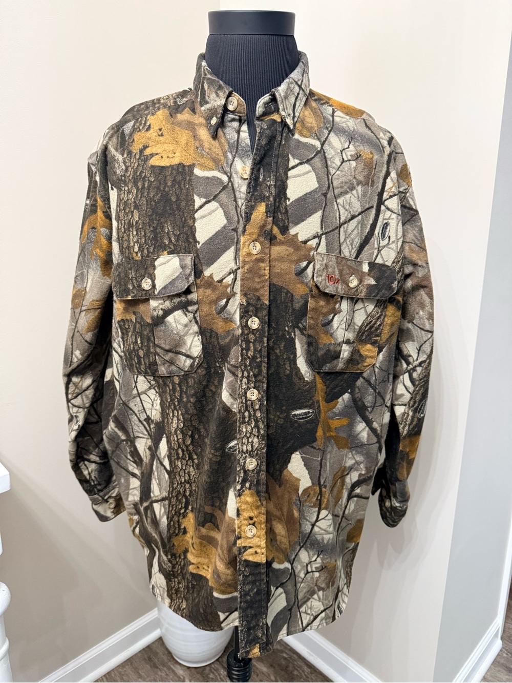 10X VTG Camo Shirt Men 2X Brown Realtree Hardwood Heavyweight  Hunting No tag